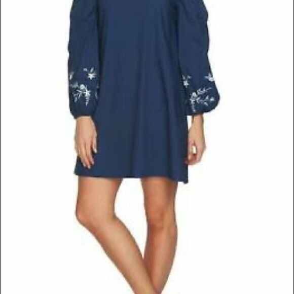 CeCE| NWT Women’s Cold Shoulder Dress w/ Embroidered Sleeves Size 6 Retail $116 - Picture 3 of 11